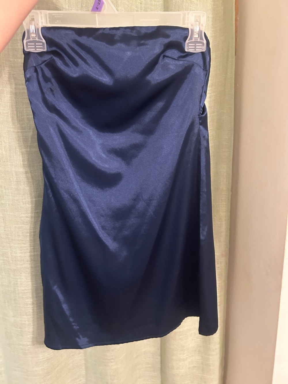 Princess Polly Navy Satin Strapless Mini Dress Tie-Back